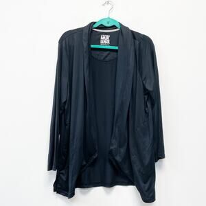 Muk Luks Women's PXL Black Lightweight Long Sleeve Open Drape Front Cardigan